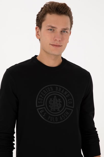 Erkek Regular Fit Bisiklet Yaka Siyah Sweatshirt