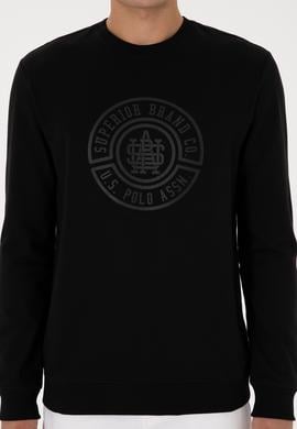 Erkek Regular Fit Bisiklet Yaka Siyah İnce Sweatshirt - 50324788007