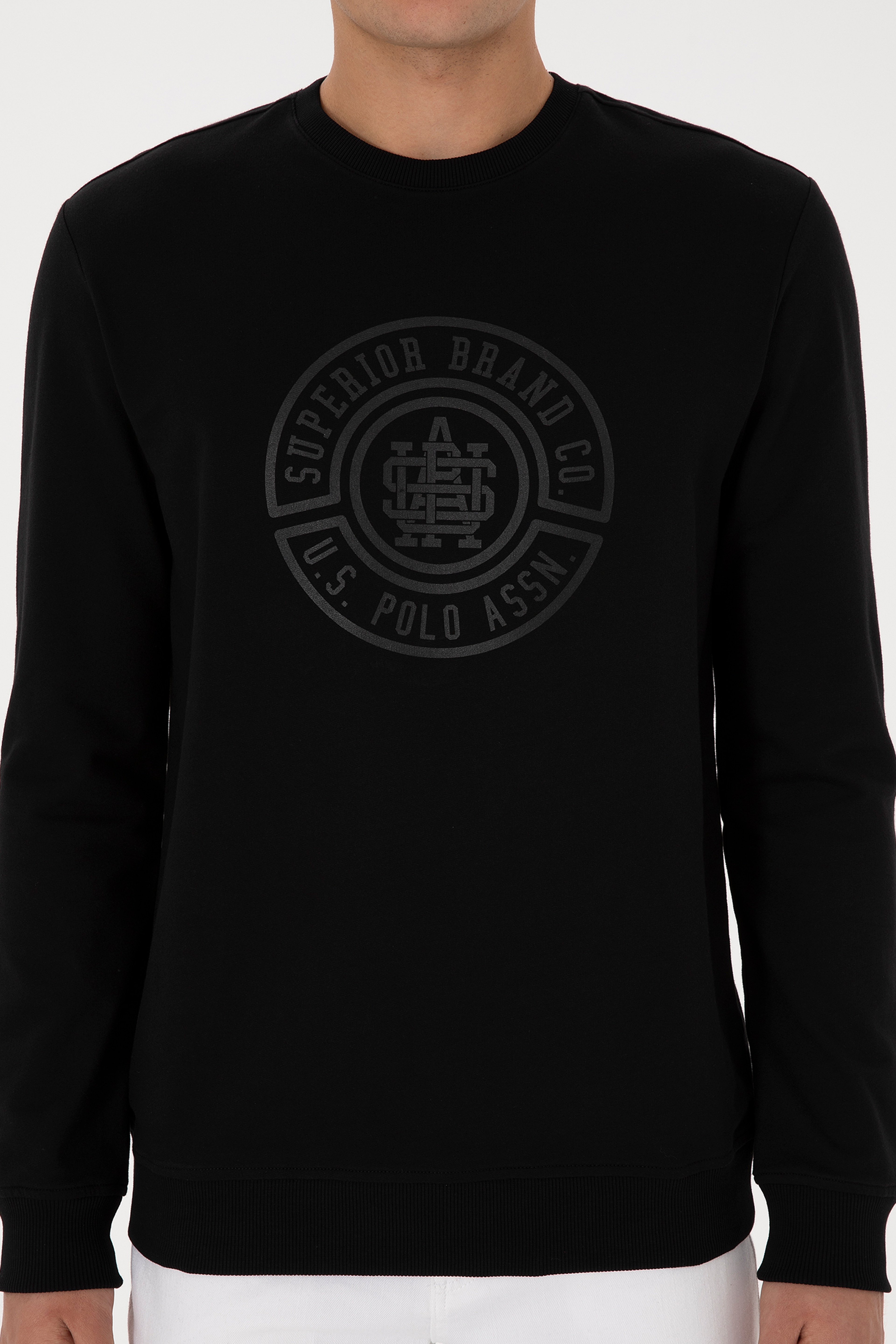 Erkek Regular Fit Bisiklet Yaka Siyah Sweatshirt - Image 6