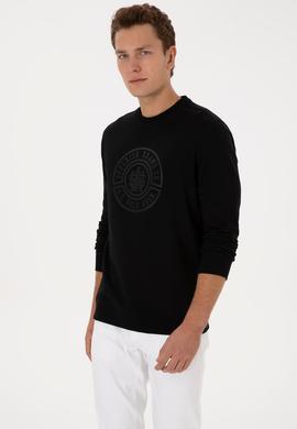 Erkek Regular Fit Bisiklet Yaka Siyah İnce Sweatshirt - 50324788007