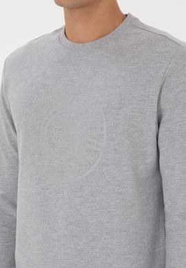 Erkek Regular Fit Bisiklet Yaka Gri Melanj İnce Sweatshirt - 50324788035