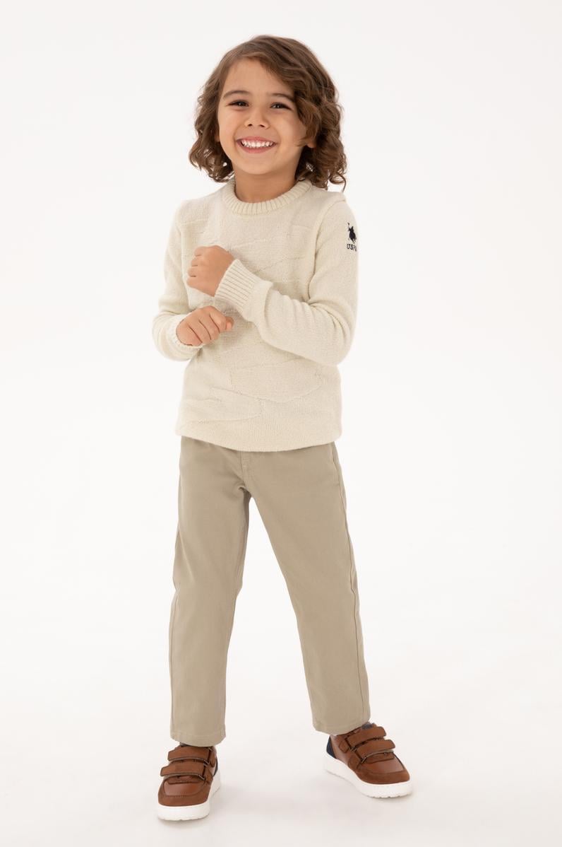 Erkek Çocuk Taş Bisiklet Yaka Kazak