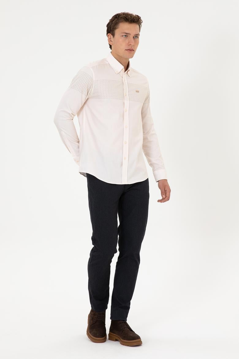 Erkek Krem Uzun Kollu Gömlek - 50308543033