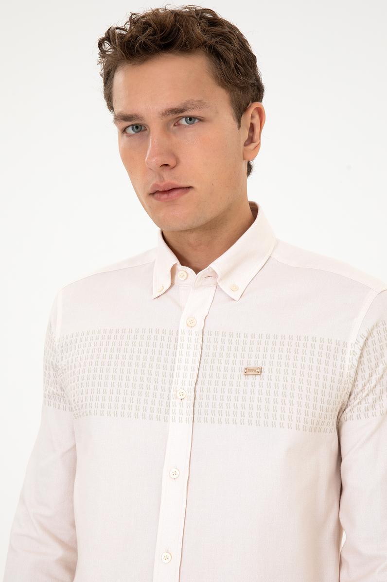 Erkek Krem Uzun Kollu Gömlek