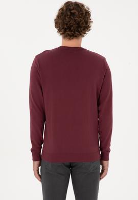 Erkek Slim Fit Bisiklet Yaka Bordo Basic Kazak - 50313713136