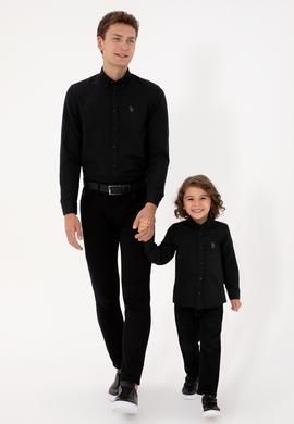 Erkek Çocuk Siyah Uzun Kollu Basic Gömlek - 50316801145