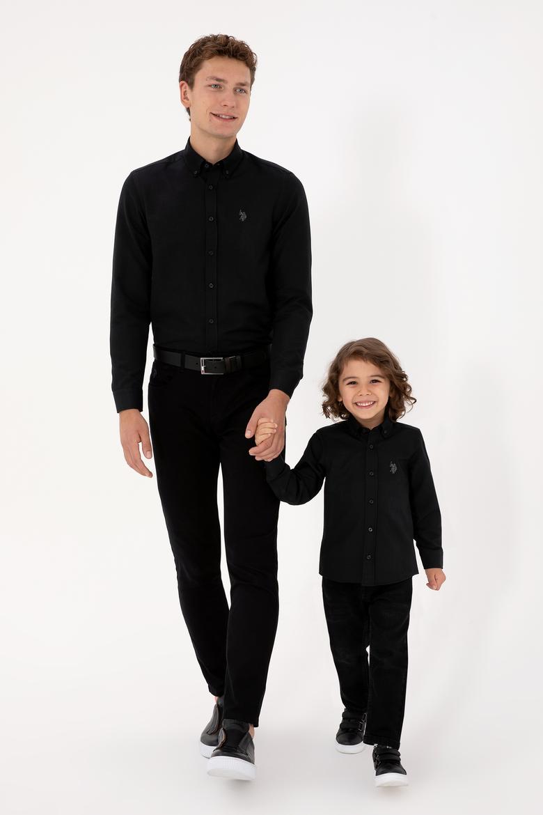 Erkek Çocuk Siyah Uzun Kollu Basic Gömlek