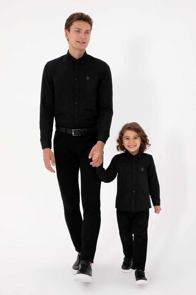 Erkek Çocuk Siyah Uzun Kollu Basic Gömlek