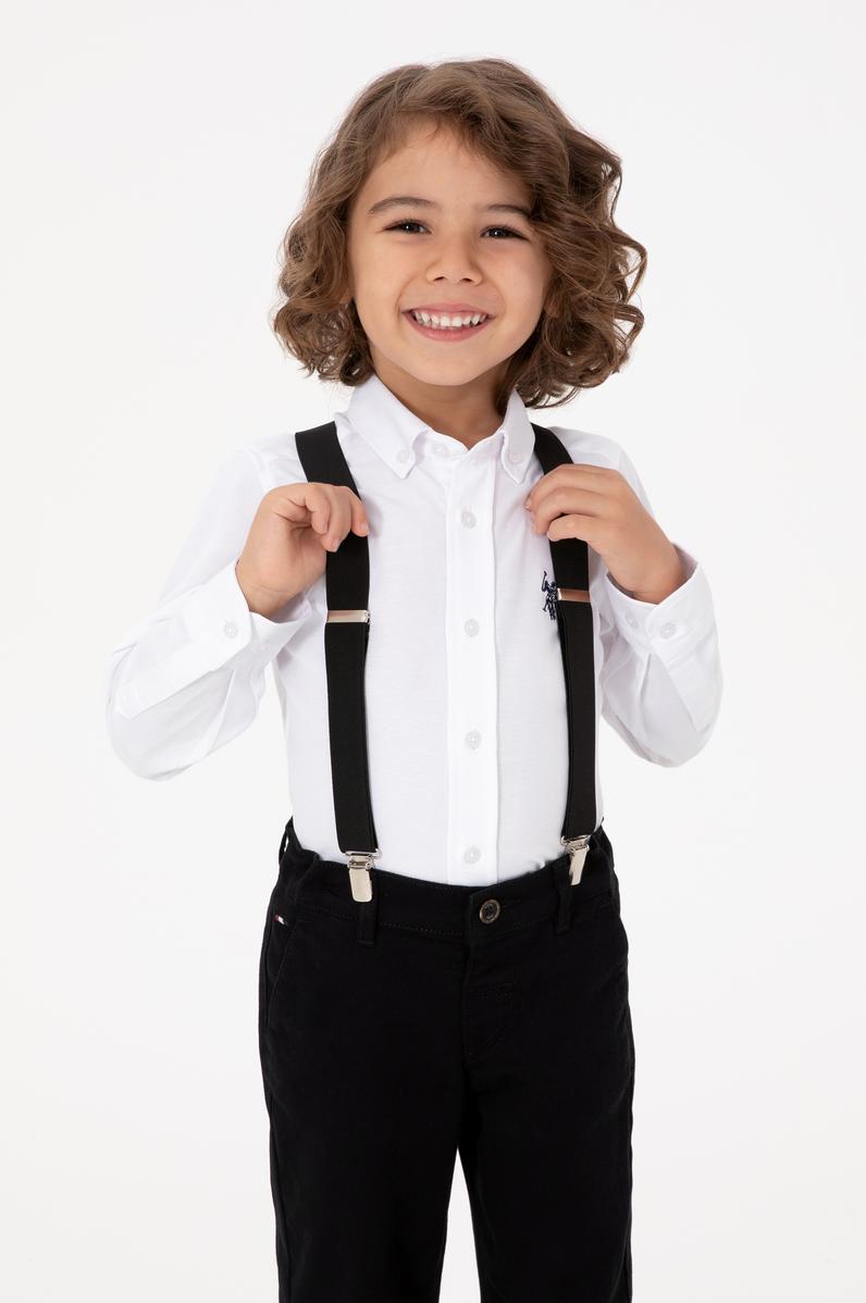 Erkek Çocuk Beyaz Uzun Kollu Basic Gömlek