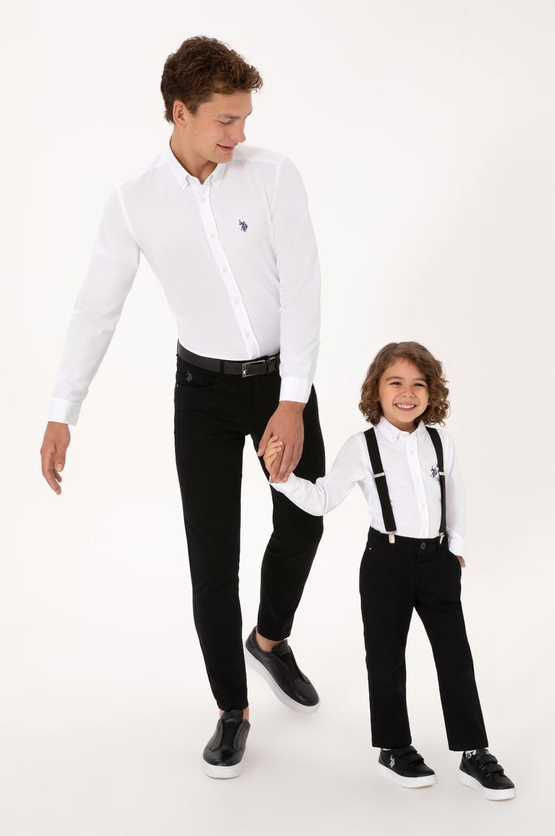 Erkek Çocuk Beyaz Uzun Kollu Basic Gömlek