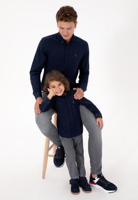 Erkek Çocuk Lacivert Uzun Kollu Basic Gömlek - 50316801024