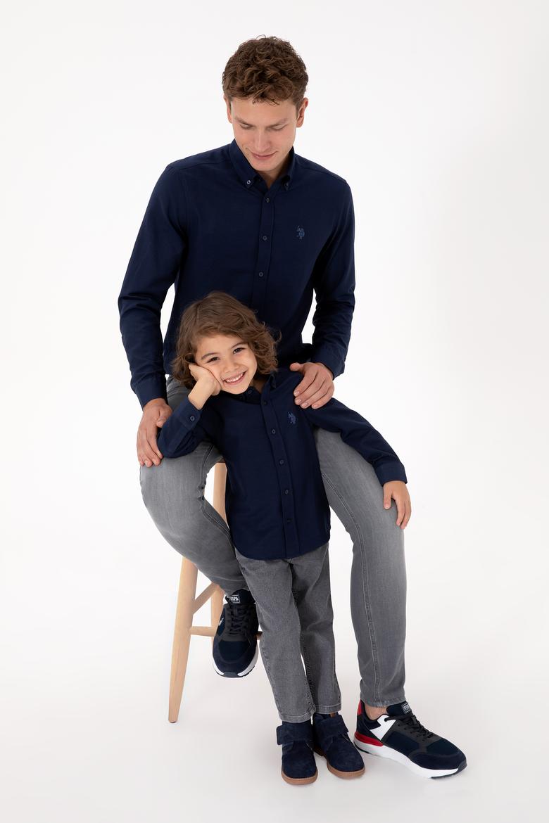 Erkek Çocuk Lacivert Uzun Kollu Basic Gömlek