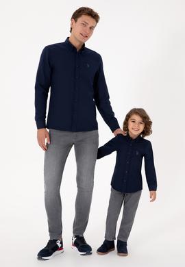 Erkek Çocuk Lacivert Uzun Kollu Basic Gömlek - 50316801024