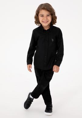 Erkek Çocuk Siyah Uzun Kollu Basic Gömlek - 50316801145