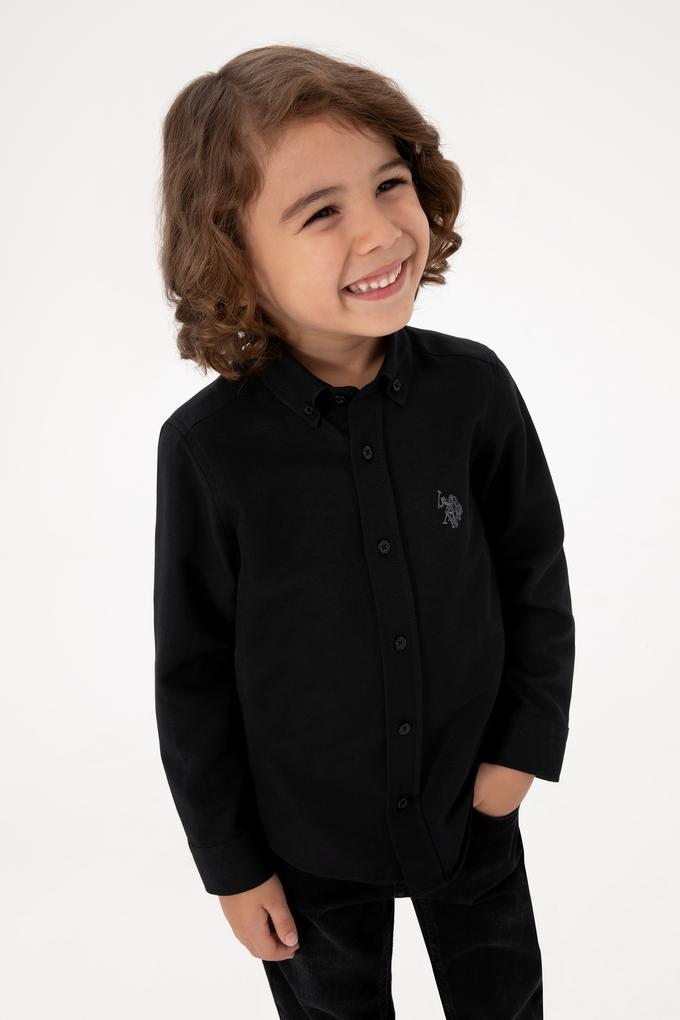 Erkek Çocuk Siyah Uzun Kollu Basic Gömlek