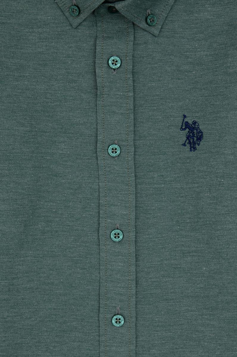 Erkek Çocuk Koyu Yeşil Uzun Kollu Basic Gömlek