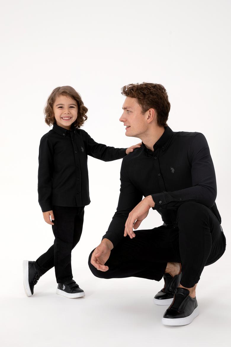 Erkek Siyah Uzun Kollu Basic Gömlek - 50316723134