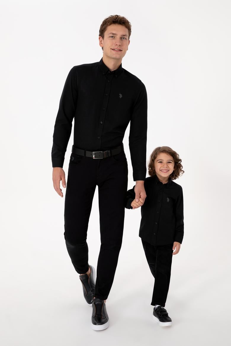 Erkek Siyah Uzun Kollu Basic Gömlek