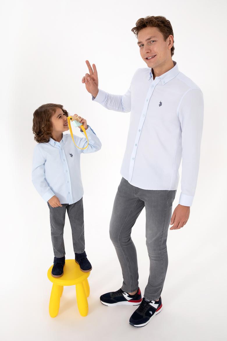 Erkek Açık Mavi Uzun Kollu Basic Gömlek - 50316723027