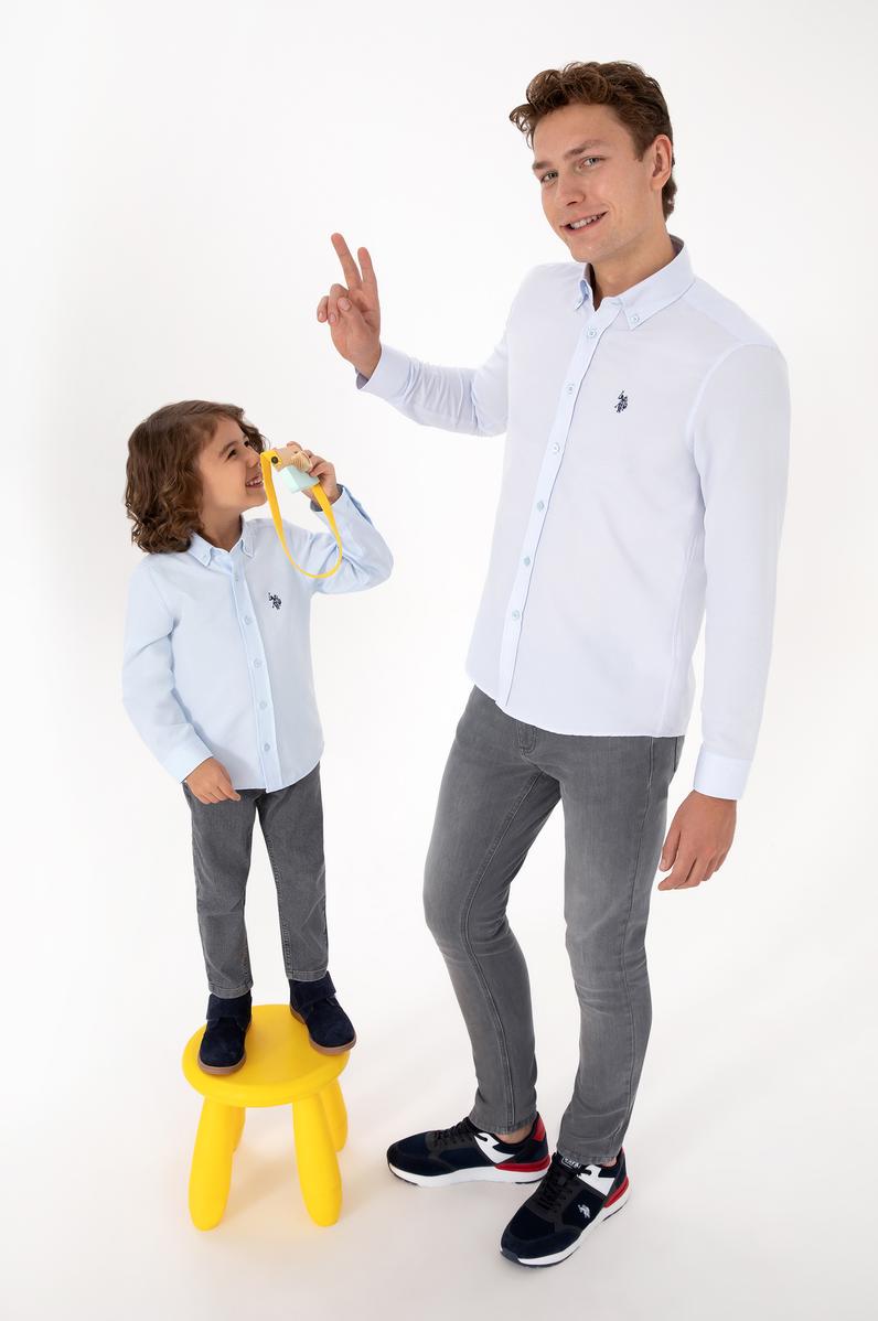 Erkek Açık Mavi Uzun Kollu Basic Gömlek