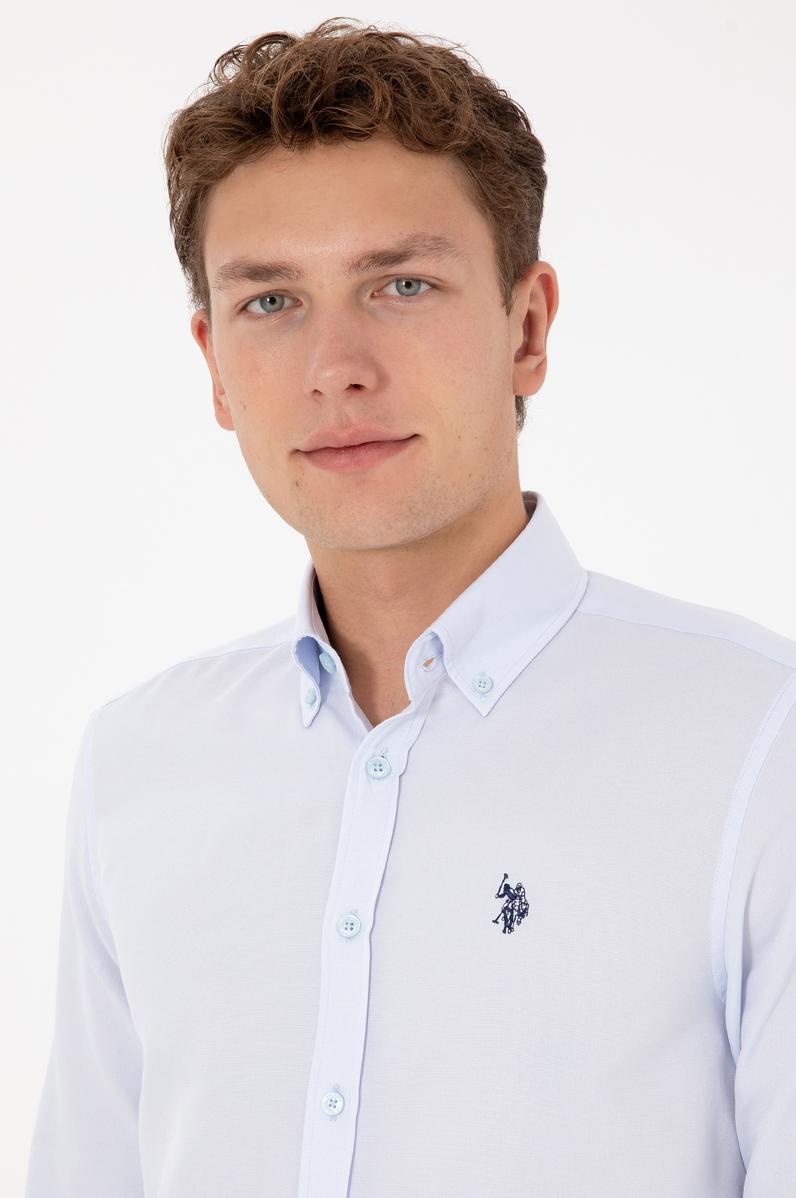 Erkek Açık Mavi Uzun Kollu Basic Gömlek