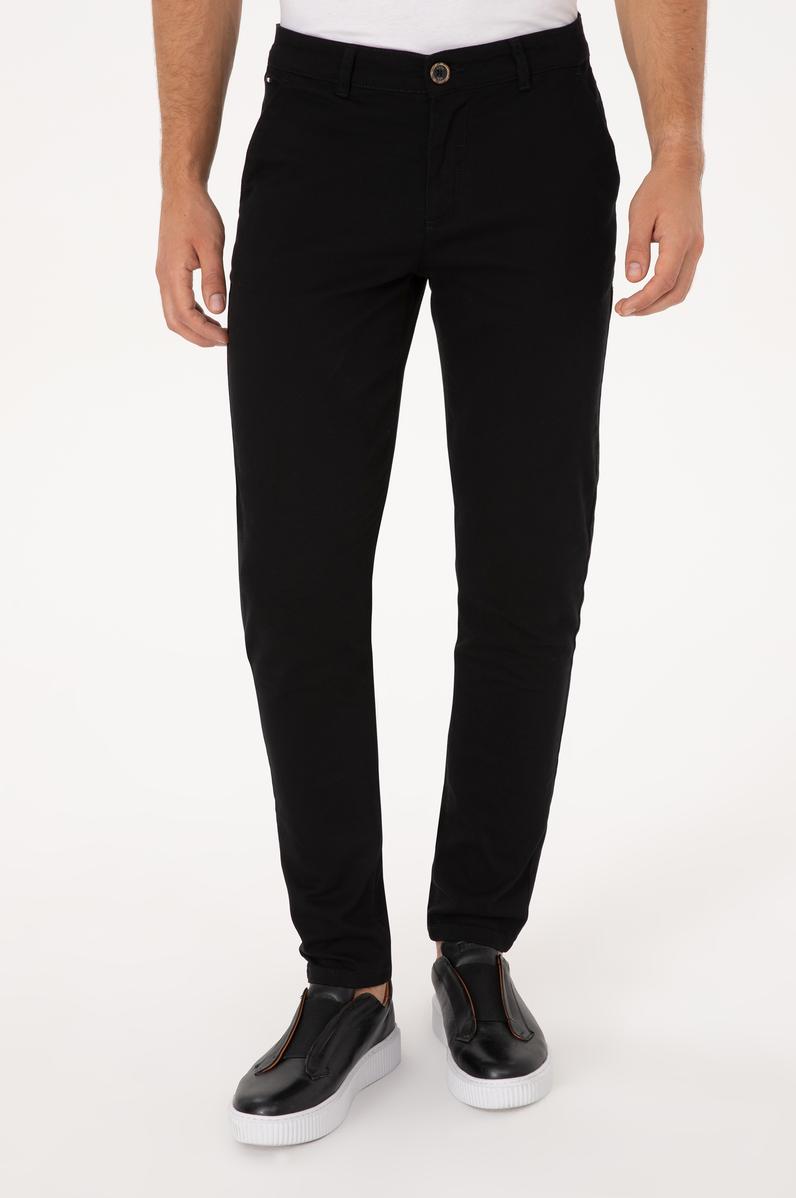 Erkek Slim Fit Siyah Kanvas Pantolon