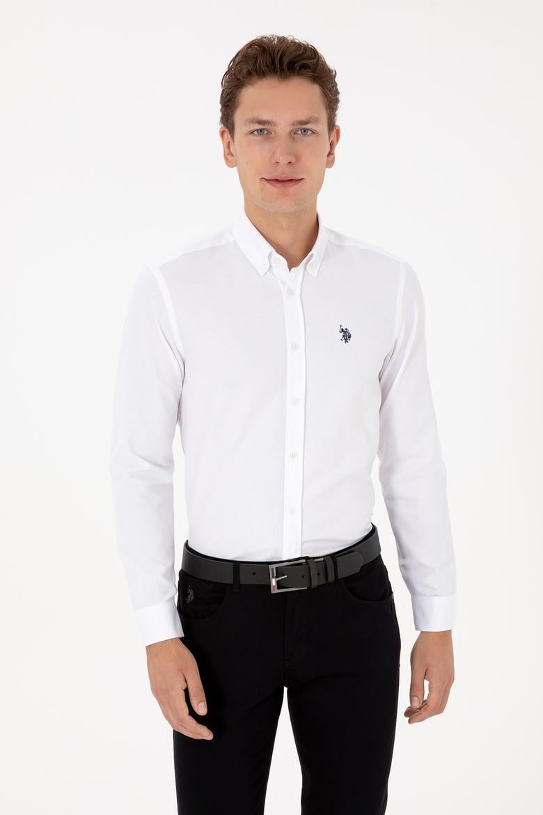 Erkek Beyaz Uzun Kollu Basic Gömlek - 50316723009