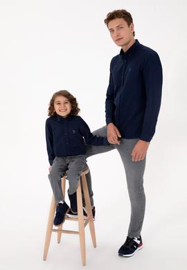 Erkek Lacivert Uzun Kollu Basic Gömlek - 50316723015