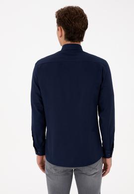 Erkek Lacivert Uzun Kollu Basic Gömlek - 50316723015