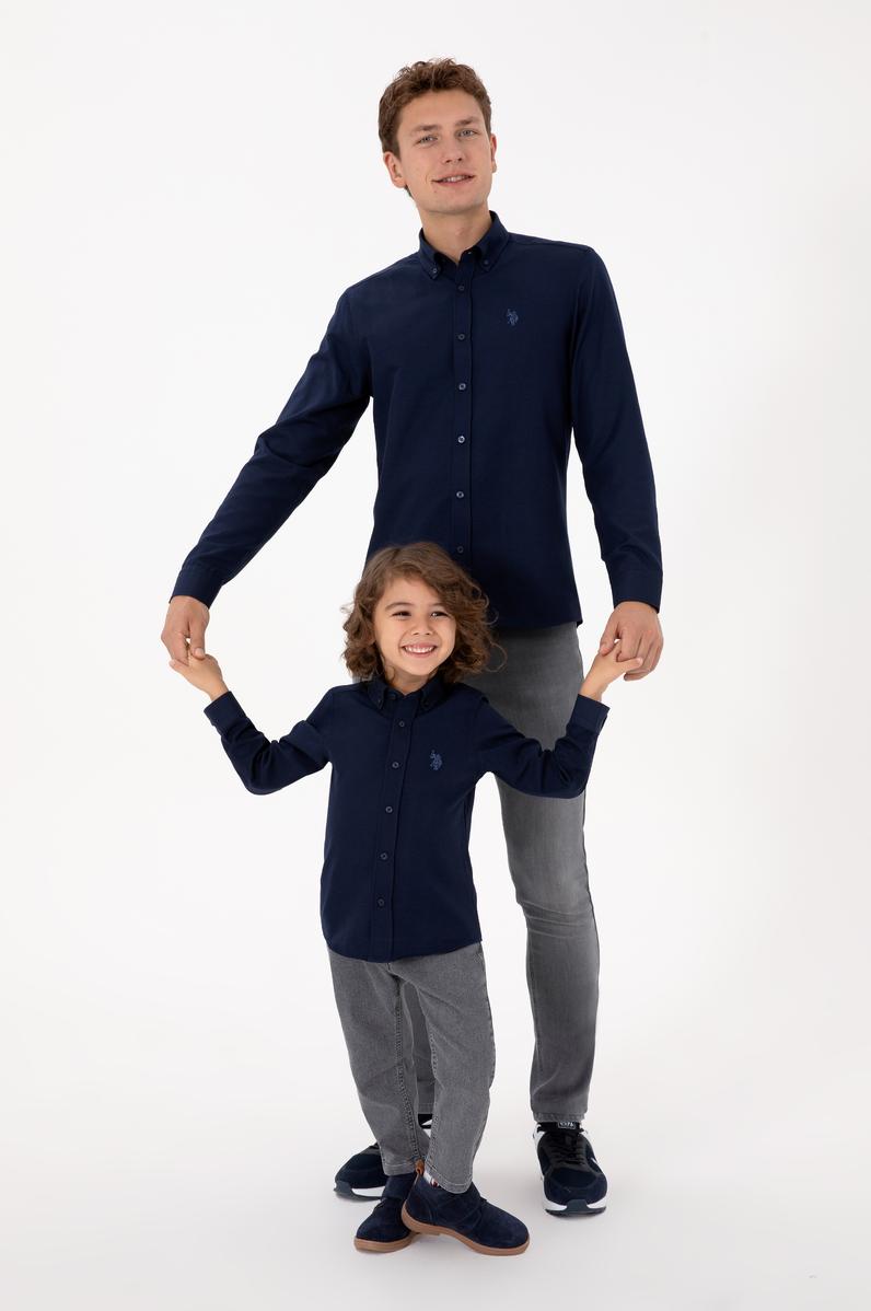 Erkek Lacivert Uzun Kollu Basic Gömlek