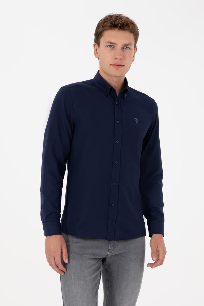 Erkek Lacivert Uzun Kollu Basic Gömlek
