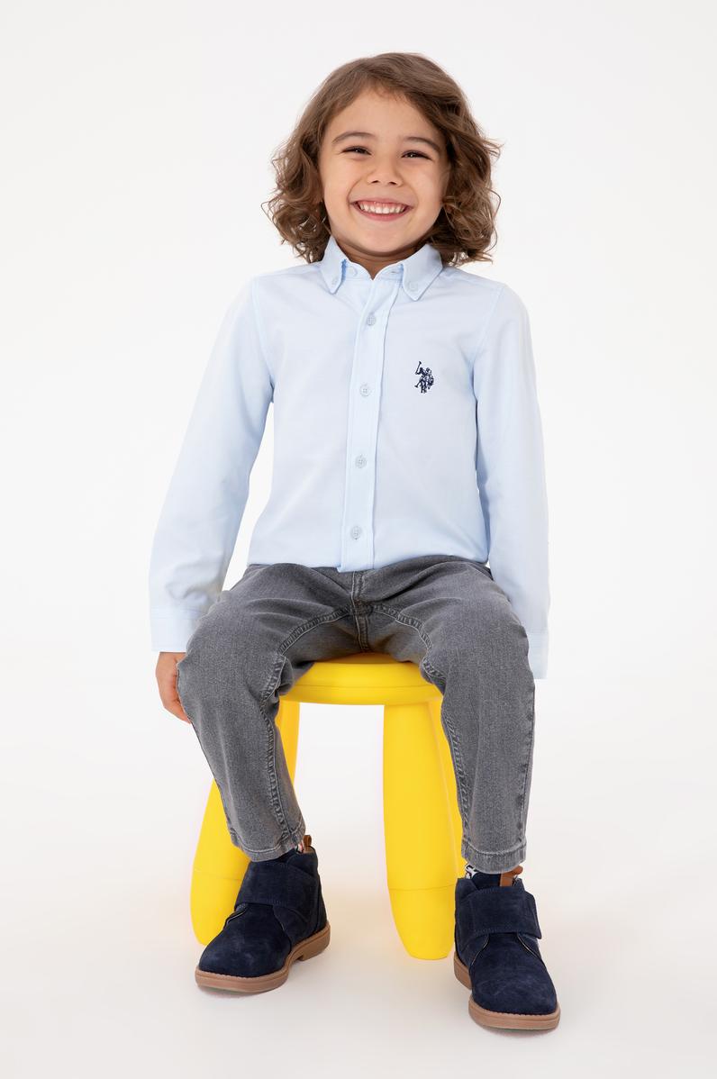 Erkek Çocuk Açık Mavi Uzun Kollu Basic Gömlek