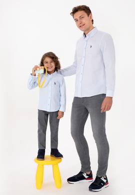 Erkek Çocuk Açık Mavi Uzun Kollu Basic Gömlek - 50316801025