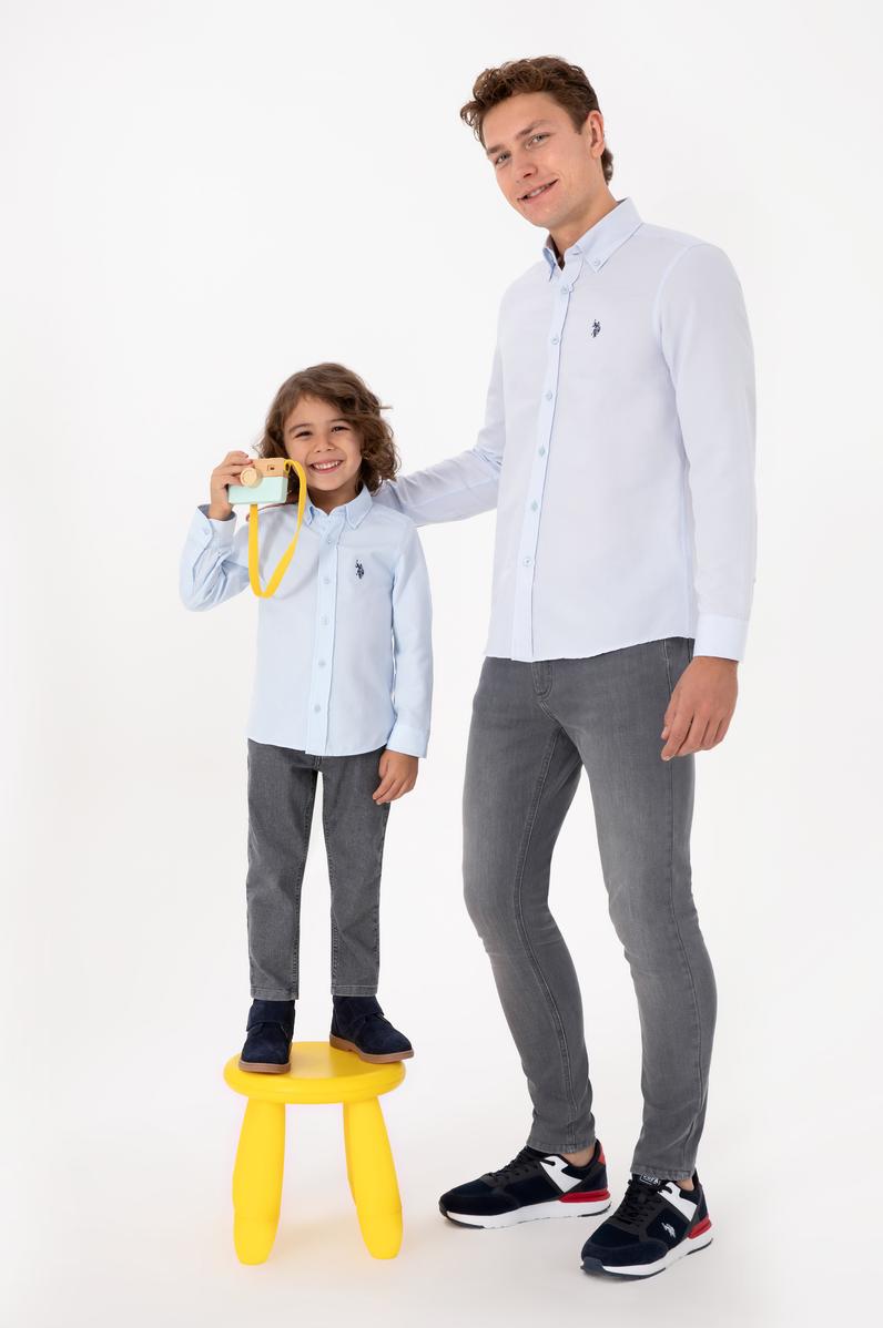 Erkek Çocuk Açık Mavi Uzun Kollu Basic Gömlek