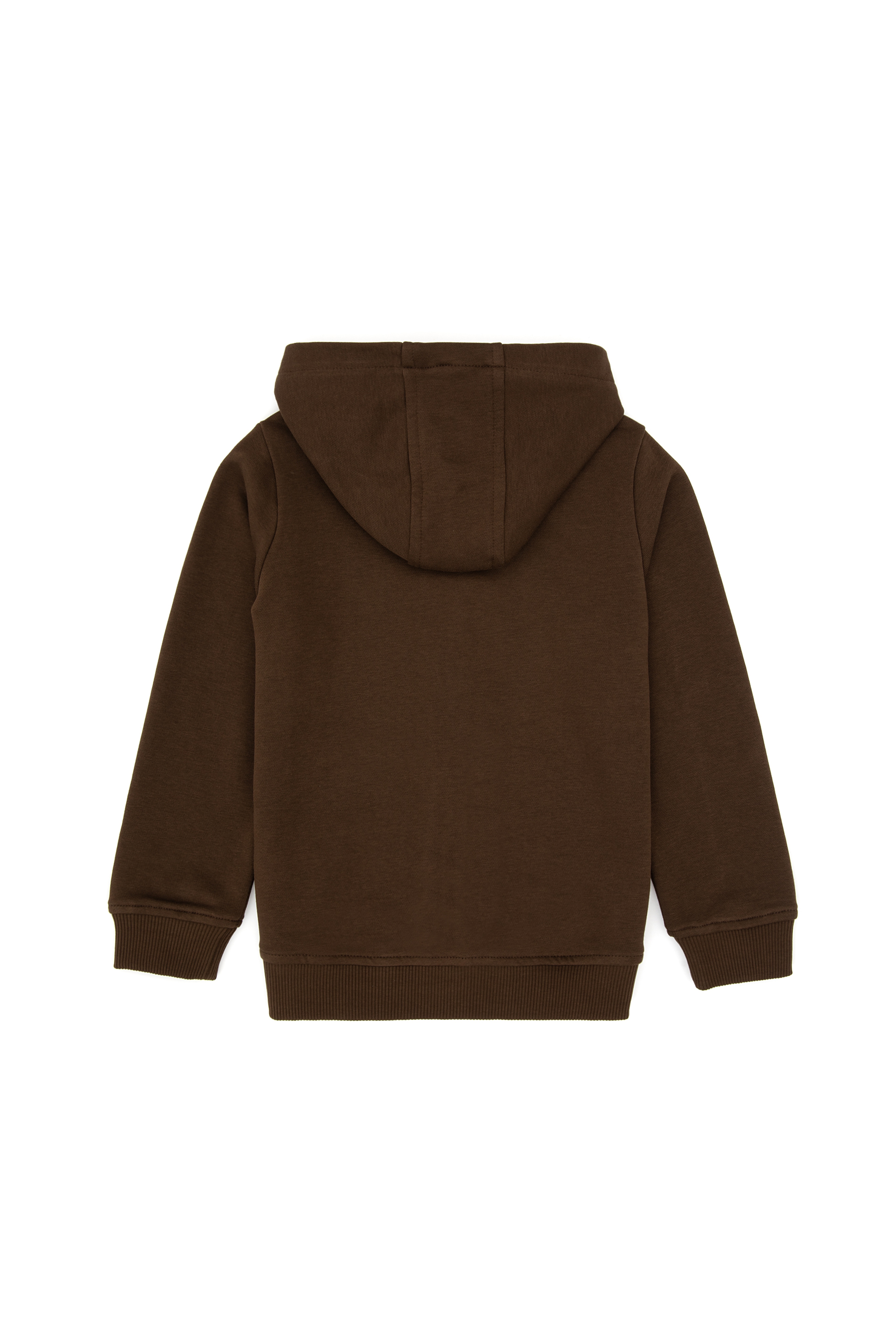 Erkek Çocuk Kahverengi Fermuarlı Kapüşonlu Sweatshirt