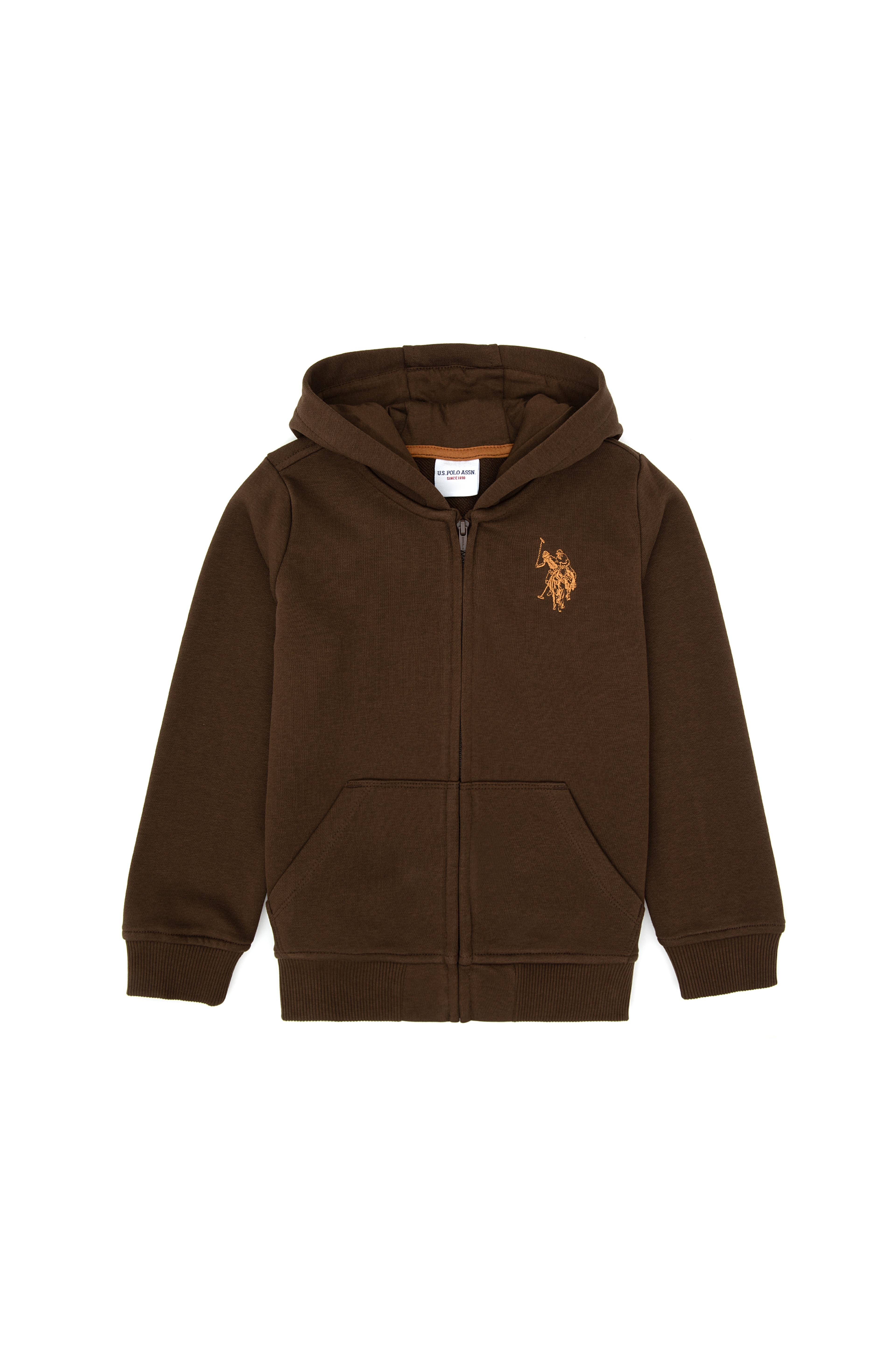 Erkek Çocuk Kahverengi Fermuarlı Kapüşonlu Sweatshirt