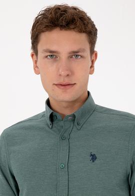 Erkek Koyu Yeşil Uzun Kollu Basic Gömlek - 50316723072