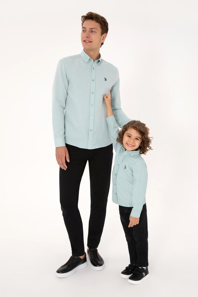 Erkek Çocuk Mint Uzun Kollu Basic Gömlek