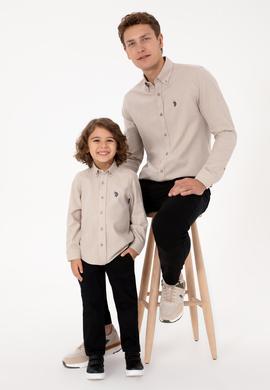 Erkek Bej Uzun Kollu Basic Gömlek - 50316721060