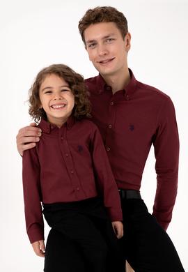 Erkek Çocuk Bordo Uzun Kollu Basic Gömlek - 50316769078