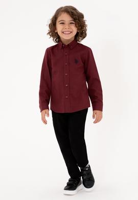 Erkek Çocuk Bordo Uzun Kollu Basic Gömlek - 50316769078