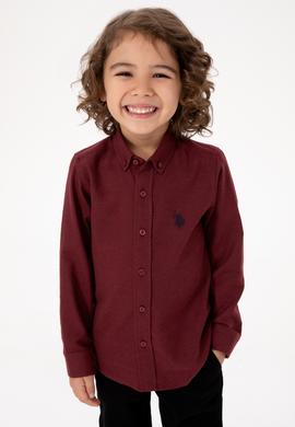 Erkek Çocuk Bordo Uzun Kollu Basic Gömlek - 50316769078