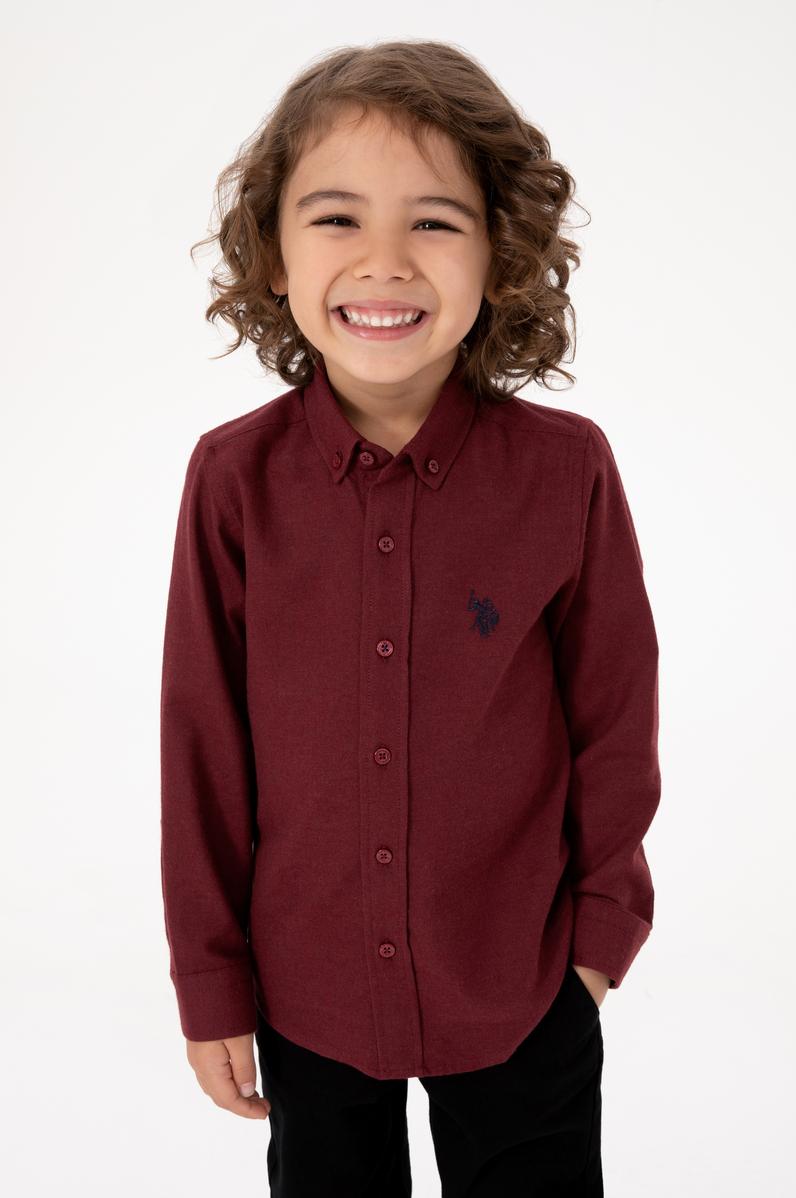 Erkek Çocuk Bordo Uzun Kollu Basic Gömlek