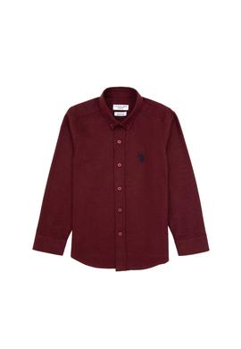 Erkek Çocuk Bordo Uzun Kollu Basic Gömlek - 50316769078