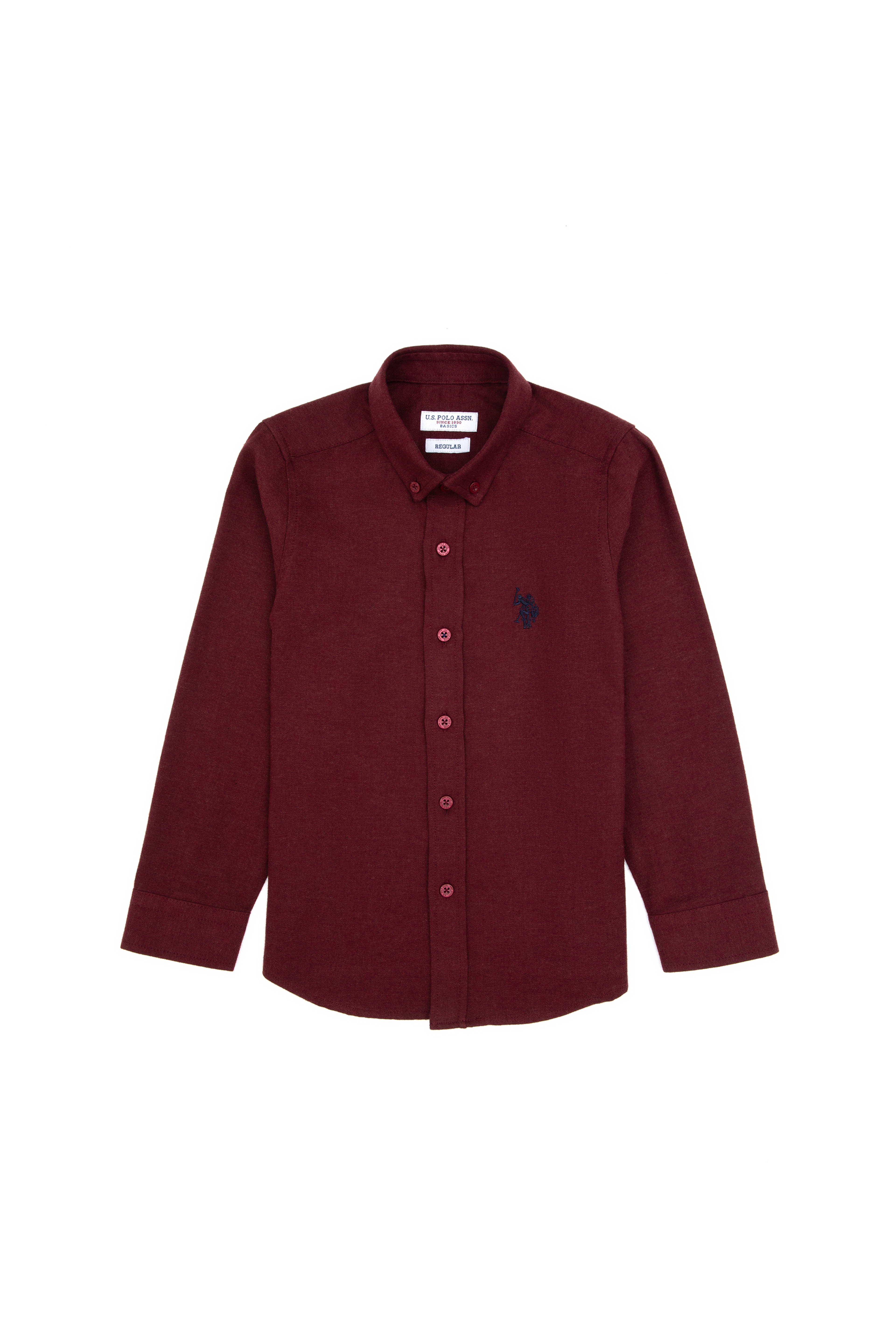 Erkek Çocuk Bordo Uzun Kollu Basic Gömlek