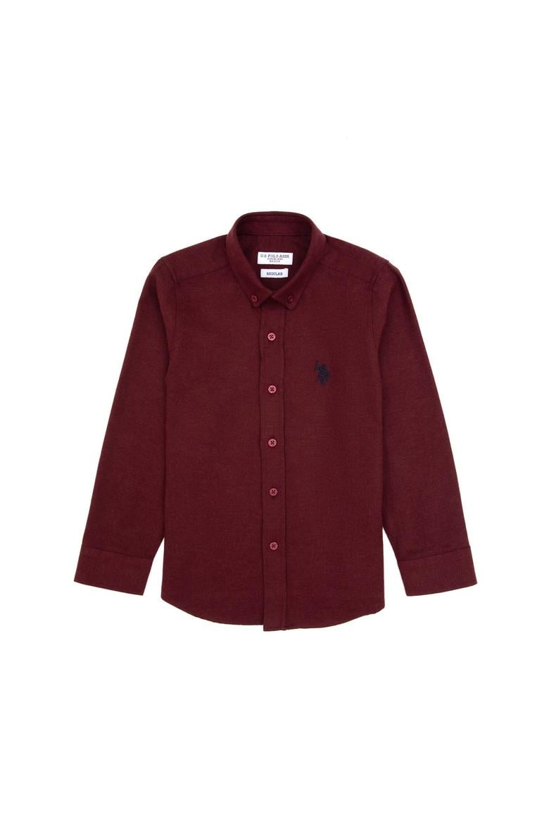 Erkek Çocuk Bordo Uzun Kollu Basic Gömlek - 50316769078