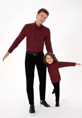 Erkek Çocuk Bordo Uzun Kollu Basic Gömlek - 50316769078