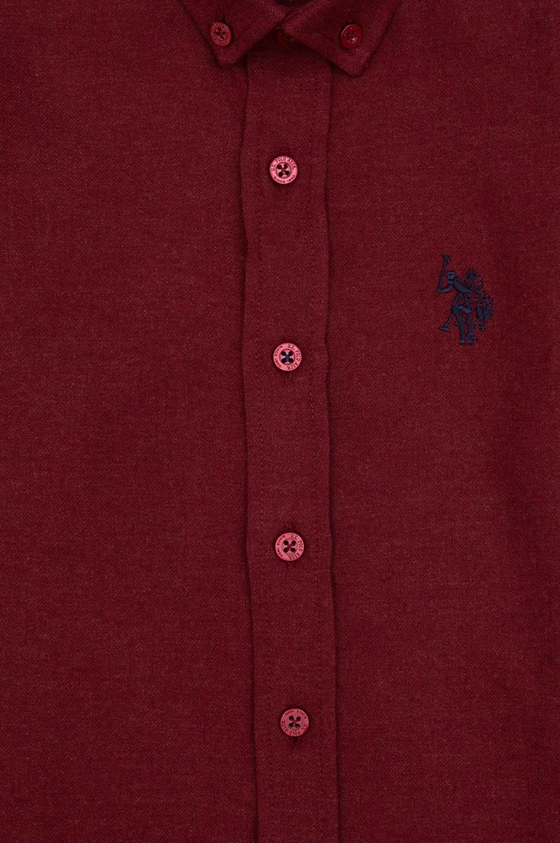 Erkek Çocuk Bordo Uzun Kollu Basic Gömlek