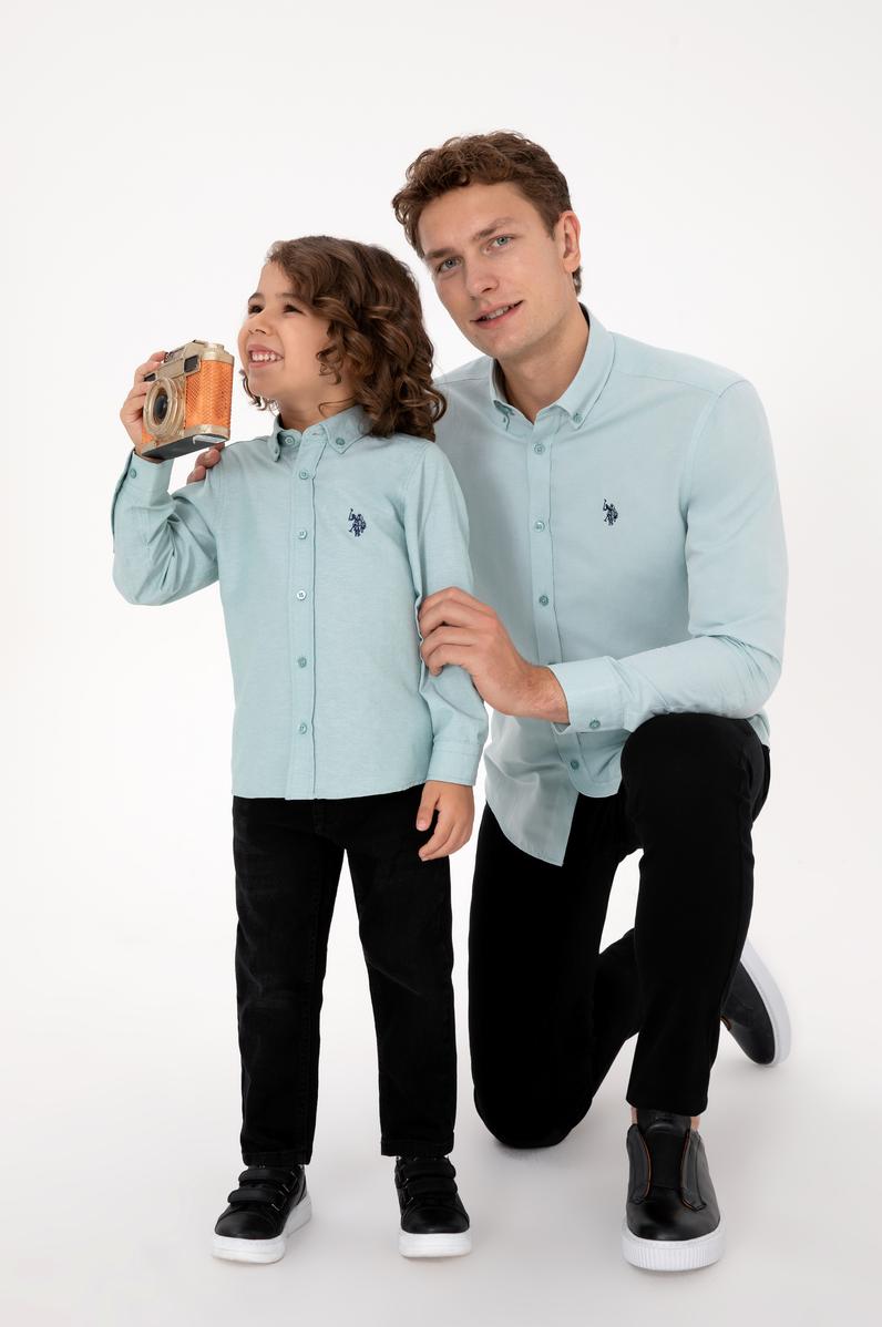 Erkek Çocuk Mint Uzun Kollu Basic Gömlek