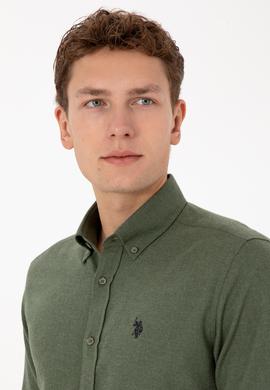 Erkek Haki Uzun Kollu Basic Gömlek - 50316721042